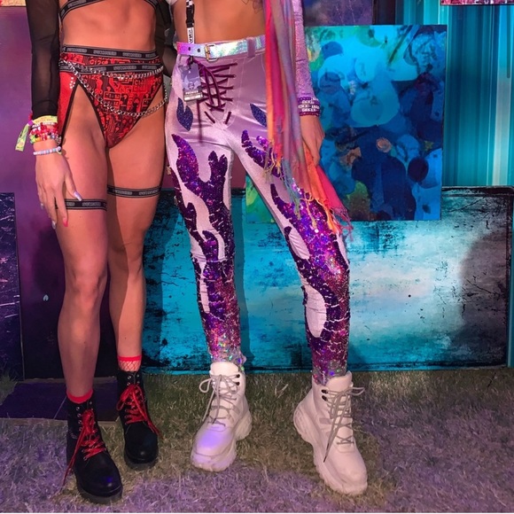 Jackalope Land / Dollskill Purple Sequin Harness Pants - Picture 3 of 5